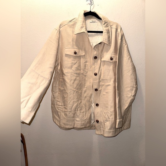 NWOT Madewell women’s cream shacket button front jacket fall winter contemporary - Picture 1 of 12
